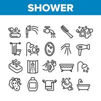 Shower Bathroom Tool Collection Icons Set Vector