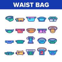 Waist Bag Accessory Collection Icons Set Vector