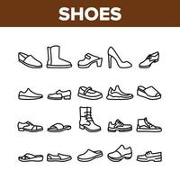 zapatos, calzado, tienda, colección, iconos, conjunto, vector