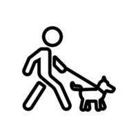 hombre que camina con perro con correa icono vector ilustración de contorno