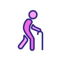 old man walking with wand icon vector outline illustration