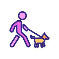 hombre que camina con perro con correa icono vector ilustración de contorno