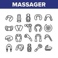 conjunto de iconos de colección de masajeador de hombro vector