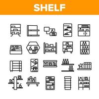 Shelf Room Furniture Collection Icons Set Vector