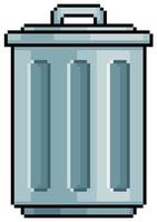 Pixel art park trash can urban furniture vector icon for 8bit game on white background