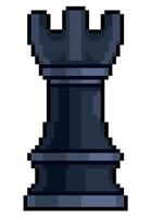 icono de vector de pieza de ajedrez de torre de arte de píxeles para juego de 8 bits sobre fondo blanco