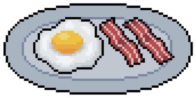 huevos de pixel art con tocino. icono de vector de desayuno americano para juego de 8 bits sobre fondo blanco