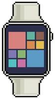 Pixel art smartwatch. Wristwatch vector icon for 8bit game on white background