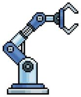 Pixel art robotic arm. Mechanical arm vector icon for 8bit game on white background