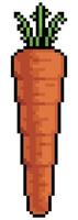 Pixel art carrot vector icon for 8bit game on white background