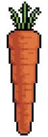 Pixel art carrot vector icon for 8bit game on white background