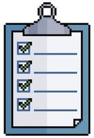 icono de vector de portapapeles de pixel art para juego de 8 bits sobre fondo blanco