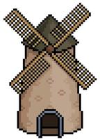 elemento de vector de molino de grano de pixel art para juego de 8 bits sobre fondo blanco