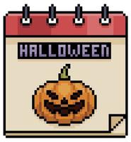 Pixel art halloween calendar vector item for 8bit game on white background