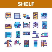 Shelf Room Furniture Collection Icons Set Vector