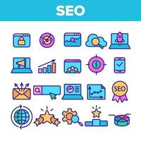 color seo motor de búsqueda optimización iconos seo vector