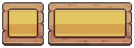 botones de madera de arte de píxeles para el icono de vector de interfaz de juego y aplicación para juego de 8 bits sobre fondo blanco