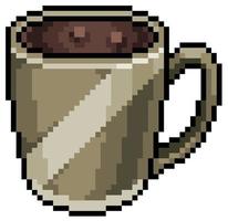 Pixel Art Cappuccino Coffee Mug vector icon for game 8bit on white background