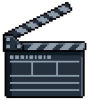 Pixel art movie clapper board vector icon for 8bit game on white background