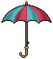 Pixel art umbrella vector icon for 8bit game on white background