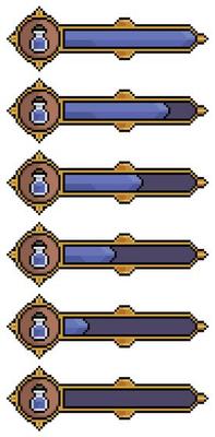 Pixel art mana bar. elixir bar vector icon for 8bit game on white background