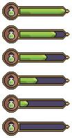 Pixel art elixir bar. green mana bar vector icon for 8bit game on white background