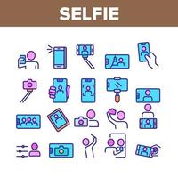 Selfie Photo Camera Collection Icons Set Vector