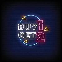 Neon Sign buy 1 get 2 with Brick Wall Background Vector