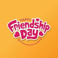Happy Friendship day vector illustration with text and love elements for celebrating friendship day 2022. Friendship day typography greeting card creative idea with colorful background.