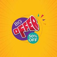 Business Big Offer Sticker Banner Design. Big offer text design with colorful elements and background. vector