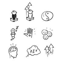 hand drawn doodle Set of Meditation Related illustration vector