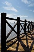 Beautiful old wooden pier bridge photo