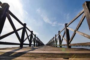 Beautiful old wooden pier bridge photo