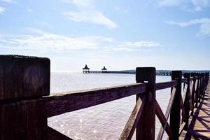 Beautiful old wooden pier bridge photo