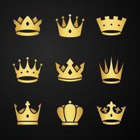 colección de elementos del logotipo de la corona dorada vector