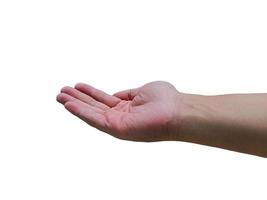 Hand open. Gesture isolated on white background with clipping path. photo