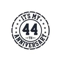 44th Wedding Anniversary celebration It's my 44th Anniversary vector