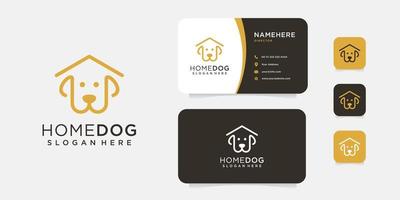 diseño de logotipo de perro de casa con plantilla de tarjeta de visita. el logotipo se puede utilizar para icono, marca y negocio vector