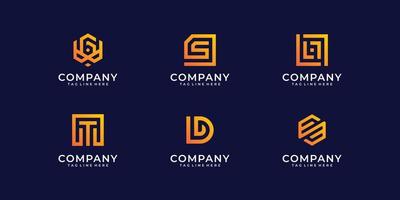 Collection of abstract monogram gradient logo design set inspiration vector