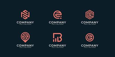 Set of abstract minimal monogram logo design collection vector