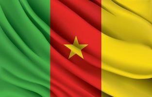 Cameroon national flag waving realistic vector illustration