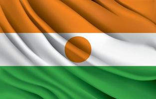 Niger national flag waving realistic vector illustration