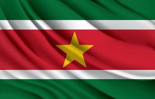 Suriname national flag waving realistic vector illustration