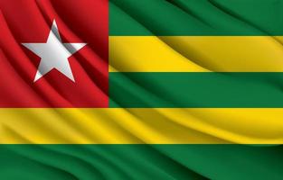 Togo national flag waving realistic vector illustration