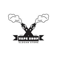 vector illustration of black and white retro badge and emblem on a white background  on an e-cigarette theme with vape image  for print  outdoor advertising and web design