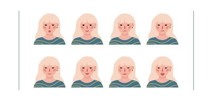 Girls portraits. Set of vector