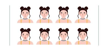 Girls portraits. Set of vector