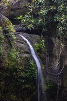 A natural waterfall in a big forest in the midst of beautiful nature. photo