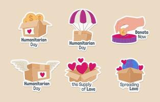 World Humanitarian Day Stickers vector