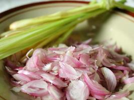 Slices of onion and lemongrass photo